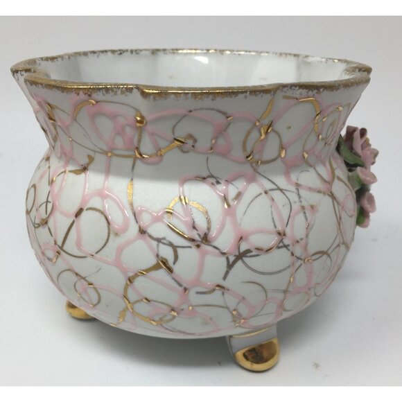 Vintage 3 Legged Lefton China Hand Painted Bowl/Planter Marked 50441 - Picture 5 of 10